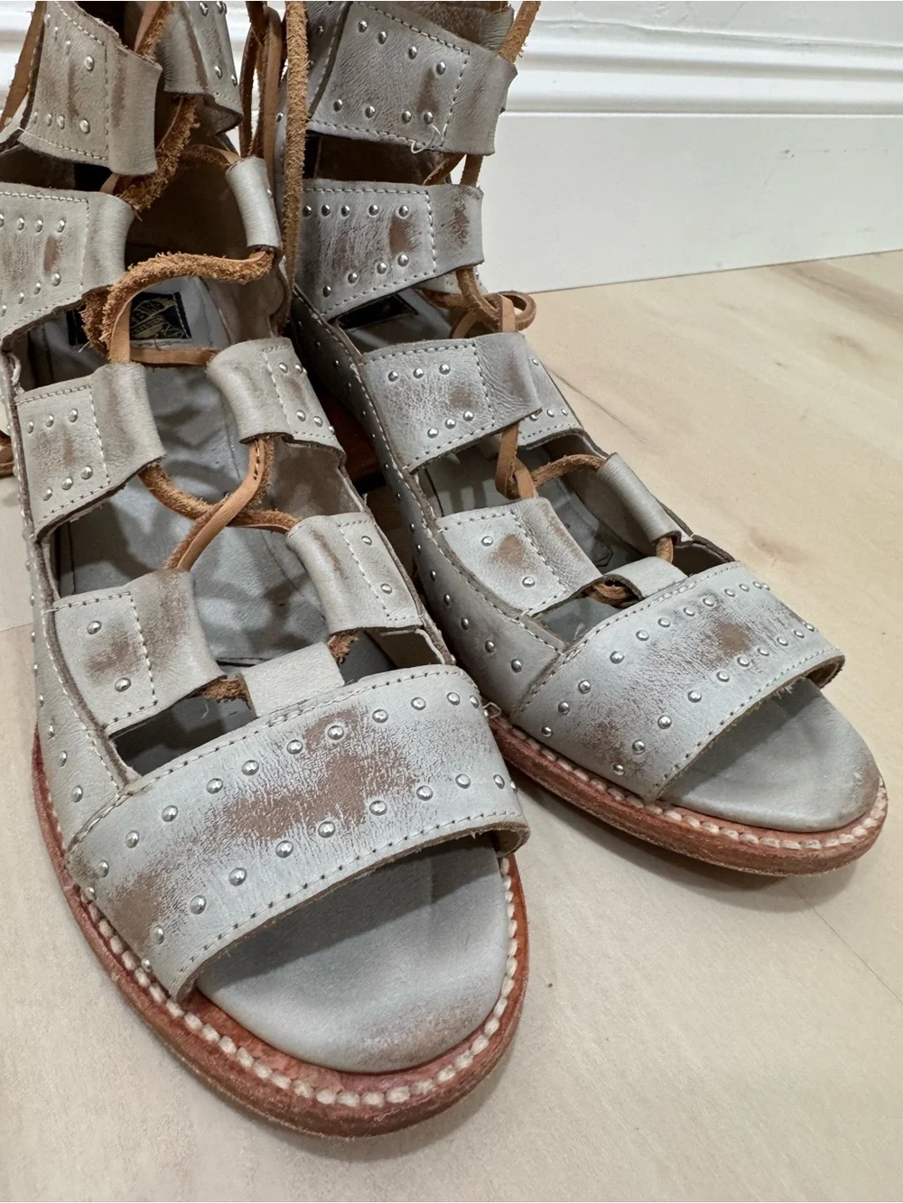 Freebird Hazel Gladiator Ice Sandals Studded Leather Western Boho Women's 10